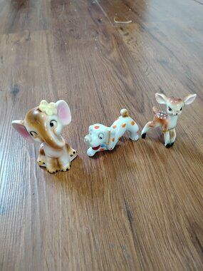 Vintage Ceramic Figurines Elephant Dog Deer Japan Lot (3)